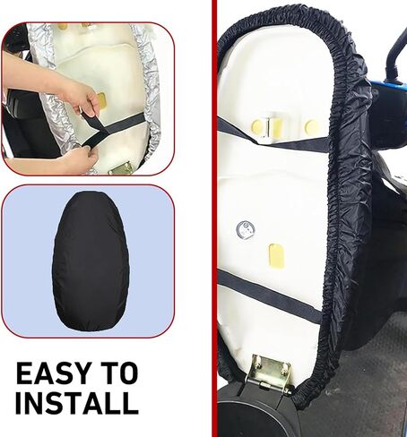 Waterproof Motorcycle Seat Cover, Sunproof Heat Insulating Oxford Protector for All Seasons, Elastic Tight Fit Seat Shield, Exterior Accessory for Most Motorcycles Scooters Mopeds (Black) in Kuwait