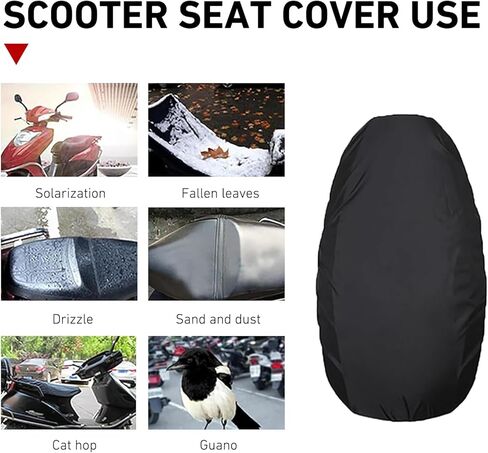Waterproof Motorcycle Seat Cover, Sunproof Heat Insulating Oxford Protector for All Seasons, Elastic Tight Fit Seat Shield, Exterior Accessory for Most Motorcycles Scooters Mopeds (Black) in Kuwait