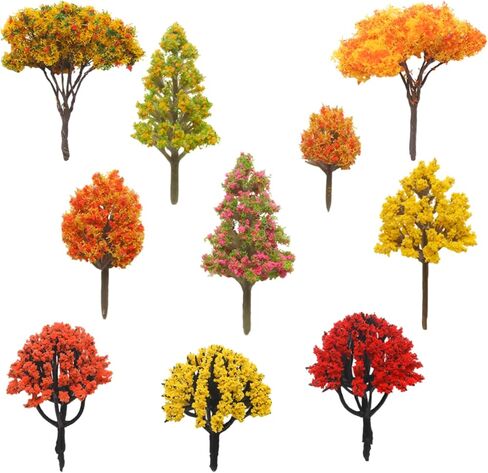 10 Pcs Mixed Model Trees Fake Miniature Yellow Trees for Diorama Crafts, 1.6"-3.2" in Saudi Arabia