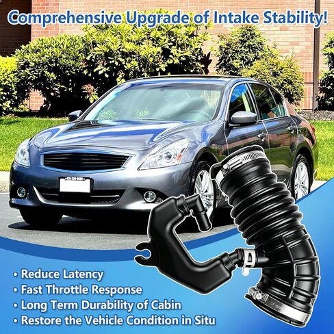 محرك خرطوم آخذ للهواء مرنان الجمعية صالح لنيسان 370Z & إنفينيتي EX37 G37 Q40 QX50 Q60 2.5L 3.7L ، استبدال الأنابيب 16576-EY00A in Kuwait