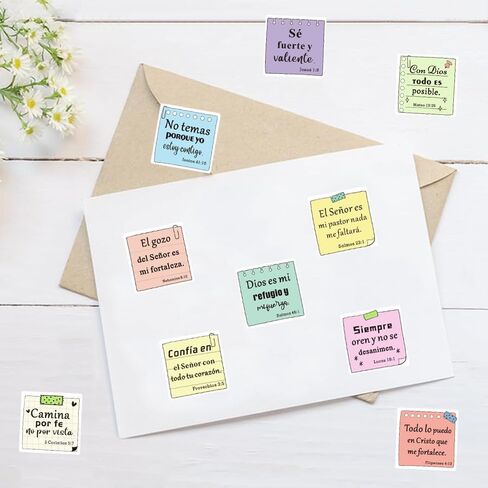 500 Pcs Spanish Bible Verse Stickers Roll, Inspirational Christian Note Style Stickers for Journals, Scrapbooking, Planners, Envelopes and Gift Packaging in Saudi Arabia