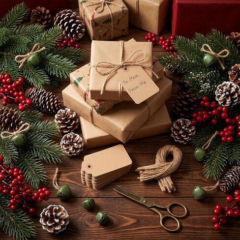 Kraft Paper Gift Tags with String, 1.7 x 2.8 inch, 100 Pieces for Clothes, DIY Crafts, Wedding, Holiday in Saudi Arabia