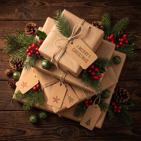 Kraft Paper Gift Tags with String, 1.7 x 2.8 inch, 100 Pieces for Clothes, DIY Crafts, Wedding, Holiday in Saudi Arabia