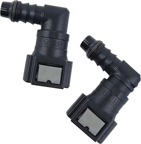 2 PCS Fuel Line Quick Connector, 9.49-ID8 90 Degree Elbow Nylon Fitting with Seals, PA12 High-Temp Resistant Quick Release Fuel Line Connector, Universal for Most Cars, Trucks, SUVs (Black) in Kuwait