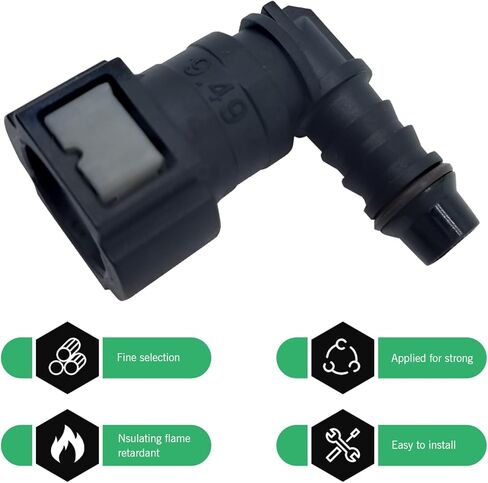 2 PCS Fuel Line Quick Connector, 9.49-ID8 90 Degree Elbow Nylon Fitting with Seals, PA12 High-Temp Resistant Quick Release Fuel Line Connector, Universal for Most Cars, Trucks, SUVs (Black) in Kuwait