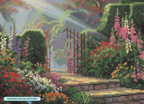 مجموعة الرسم الماسي Garden of Grace من DIAMOND ART CLUB، حرف يدوية ممتعة للبالغين، قماش فني ماسي دائري من Thomas Kinkade، 18 بوصة × 13 بوصة (45.7 سم × 33 سم) in Kuwait