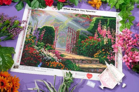 مجموعة الرسم الماسي Garden of Grace من DIAMOND ART CLUB، حرف يدوية ممتعة للبالغين، قماش فني ماسي دائري من Thomas Kinkade، 18 بوصة × 13 بوصة (45.7 سم × 33 سم) in Kuwait