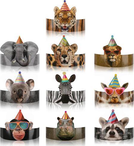 30PCS Animal Party Hats Birthday Crowns for Classroom Adjustable Lovely Animals Headbands Paper Crown for Boys Girls Animal Themed Birthday Party Decorations Baby Shower in Saudi Arabia