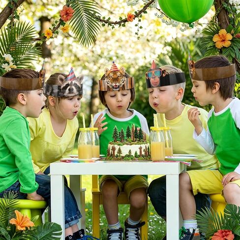 30PCS Animal Party Hats Birthday Crowns for Classroom Adjustable Lovely Animals Headbands Paper Crown for Boys Girls Animal Themed Birthday Party Decorations Baby Shower in Saudi Arabia