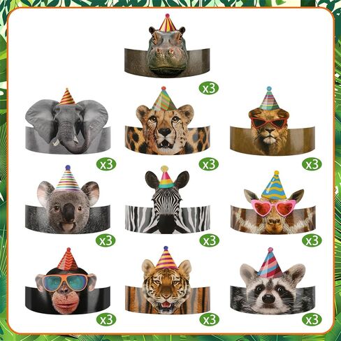 30PCS Animal Party Hats Birthday Crowns for Classroom Adjustable Lovely Animals Headbands Paper Crown for Boys Girls Animal Themed Birthday Party Decorations Baby Shower in Saudi Arabia