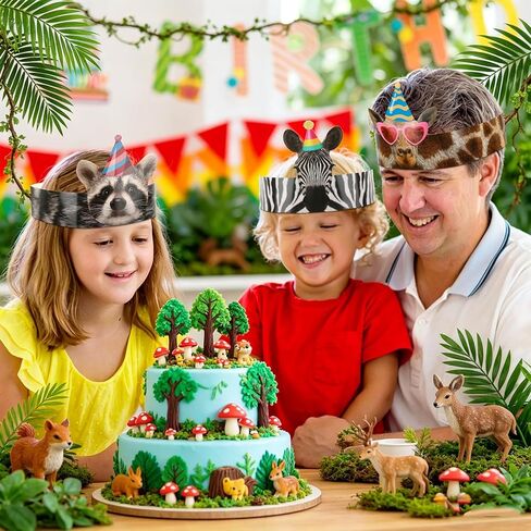 30PCS Animal Party Hats Birthday Crowns for Classroom Adjustable Lovely Animals Headbands Paper Crown for Boys Girls Animal Themed Birthday Party Decorations Baby Shower in Saudi Arabia