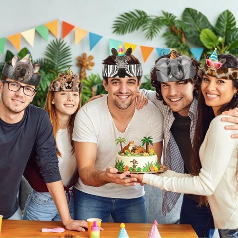 30PCS Animal Party Hats Birthday Crowns for Classroom Adjustable Lovely Animals Headbands Paper Crown for Boys Girls Animal Themed Birthday Party Decorations Baby Shower in Saudi Arabia