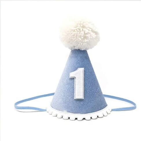 Blue 1st Birthday Party Hat,Baby First Birthday Cone Hat,Baby Boy 1st Birth Party Crown,Kids Party Hat,Photo Prop in Kuwait