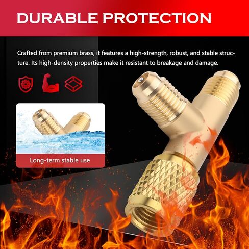 2PCS 1/4" SAE Valve Core Tee Adapter with Swivel Connector,Brass Quick Coupler Access Tee for Quick Connect & Tight Sealing,Universal Car Accessories for R12/R22/R134A in Kuwait