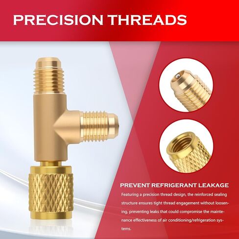 2PCS 1/4" SAE Valve Core Tee Adapter with Swivel Connector,Brass Quick Coupler Access Tee for Quick Connect & Tight Sealing,Universal Car Accessories for R12/R22/R134A in Kuwait