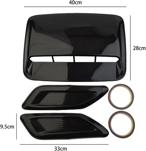 Glossy Black Car Air Flow Intake Hood Scoop Vent Bonnet Decorative Cover Set 3 Pieces ABS Plastic Enhances Style in Kuwait