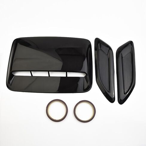 Glossy Black Car Air Flow Intake Hood Scoop Vent Bonnet Decorative Cover Set 3 Pieces ABS Plastic Enhances Style in Kuwait