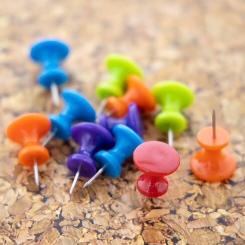 BAZIC Push Pins, Jumbo Plastic Head, Assorted Color Thumb Tacks Steel Point Pin for Cork Bulletin Board Map Posters Office School (25/Pack), 1-Pack in Kuwait
