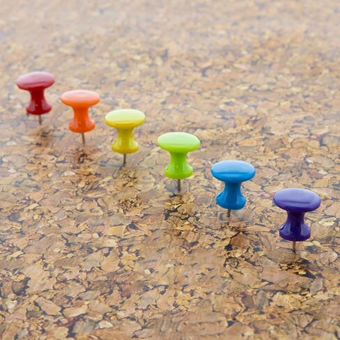 BAZIC Push Pins, Jumbo Plastic Head, Assorted Color Thumb Tacks Steel Point Pin for Cork Bulletin Board Map Posters Office School (25/Pack), 1-Pack in Kuwait