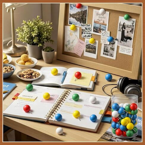 ReliThick 40 Pcs Giant Push Pins 1.5 Inch Multicolor Large Push Pins Jumbo Thumb Tacks for Cork Bulletin Board, World Map Pin Board, Fabric Marking, Craft, Office in Kuwait