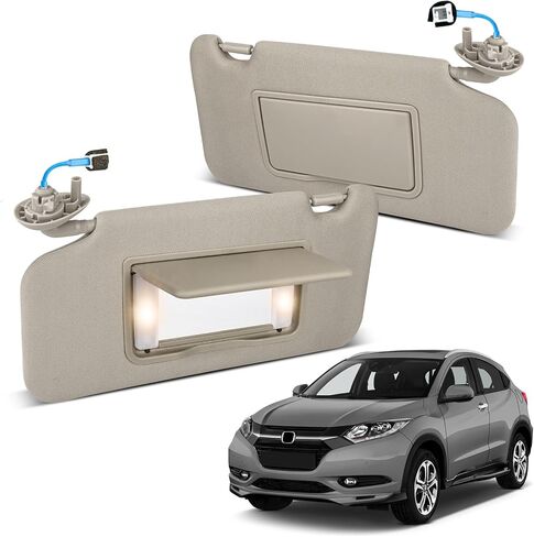 ItranMc Sun Visor Driver&Passenger Side for 2016-2022 Honda HR-V EX-L EX LX Sport, Gray, Left&Right Side Car Visor with Light Mirror,Replacement#83230-T7W-A12ZA 83280-T7W-A11ZA in Saudi Arabia