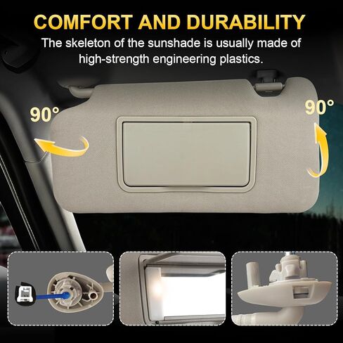 ItranMc Sun Visor Driver&Passenger Side for 2016-2022 Honda HR-V EX-L EX LX Sport, Gray, Left&Right Side Car Visor with Light Mirror,Replacement#83230-T7W-A12ZA 83280-T7W-A11ZA in Saudi Arabia