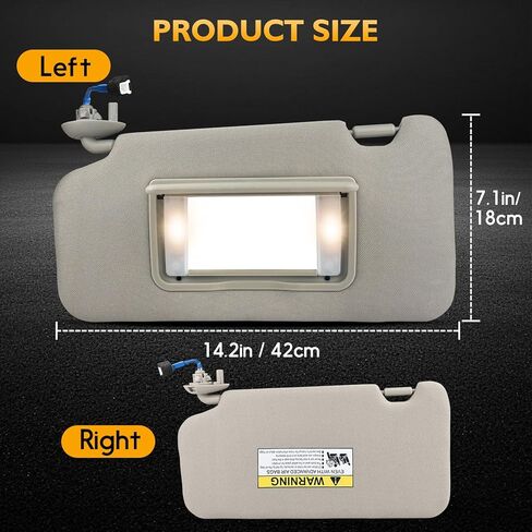 ItranMc Sun Visor Driver&Passenger Side for 2016-2022 Honda HR-V EX-L EX LX Sport, Gray, Left&Right Side Car Visor with Light Mirror,Replacement#83230-T7W-A12ZA 83280-T7W-A11ZA in Saudi Arabia