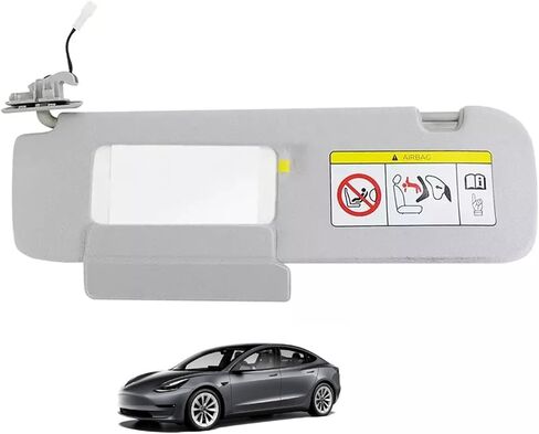 حاجب الشمس للسائق من الجانب الأيسر LH باللون الرمادي مع مرآة وإضاءة متوافق مع طراز Tesla 3؛ الموديل Y 2017 2018 2019 2020 استبدال 1088738-01-I; 1088738-41-I-Z in Kuwait
