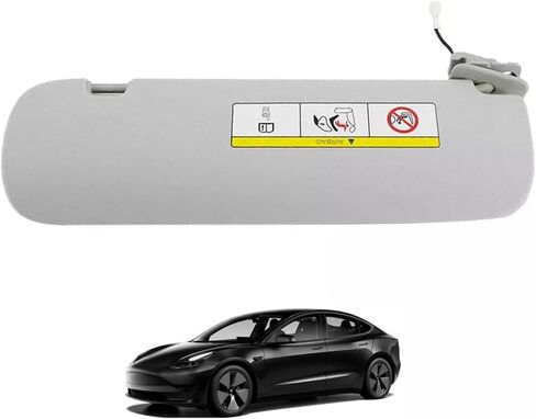 حاجب الشمس للسائق من الجانب الأيسر LH باللون الرمادي مع مرآة وإضاءة متوافق مع طراز Tesla 3؛ الموديل Y 2017 2018 2019 2020 استبدال 1088738-01-I; 1088738-41-I-Z in Kuwait