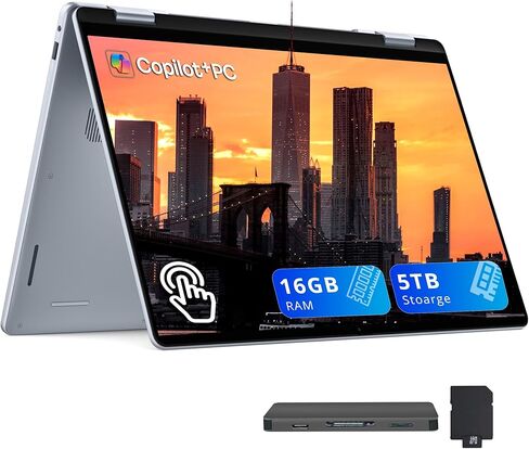 كمبيوتر محمول Dell Inspiron 14 Plus 2 في 1 مقاس 14 بوصة WUXGA Touch AMD 8-core Ryzen AI 7 350 ما يصل إلى 50 سطحًا (>i7-12700H) ذاكرة الوصول العشوائي 16 جيجابايت و1 تيرابايت SSD بإضاءة خلفية لمنشئ الأعمال الاحترافية Win11 Copilot+ AI in Saudi Arabia