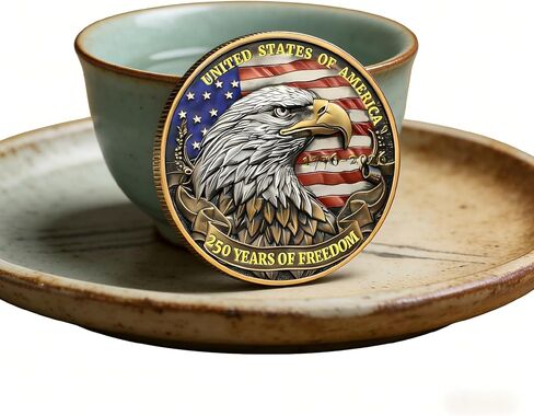 USA 250th Anniversary Coin 1776-2026 3D America 250 Merchandise for Patriotic Celebration 4th of July Independence Day Gifts for Veterans & History Lover in Kuwait