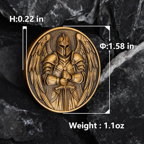 Saint Michael & St. Benedict Challenge Coin,Faith and Courage Pocket Token for Prayer, Strength & Blessing Gift,3D Engraved Zinc Alloy for Law Enforcement, Christians, Spiritual Gifts in Saudi Arabia