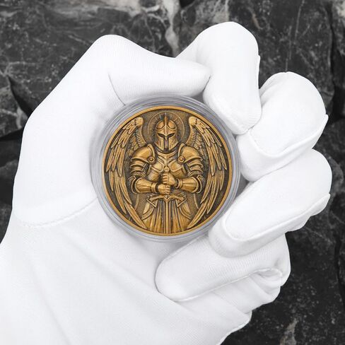 Saint Michael & St. Benedict Challenge Coin,Faith and Courage Pocket Token for Prayer, Strength & Blessing Gift,3D Engraved Zinc Alloy for Law Enforcement, Christians, Spiritual Gifts in Saudi Arabia