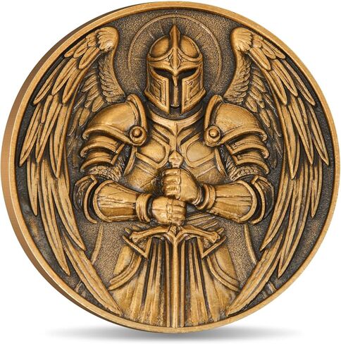 Saint Michael & St. Benedict Challenge Coin,Faith and Courage Pocket Token for Prayer, Strength & Blessing Gift,3D Engraved Zinc Alloy for Law Enforcement, Christians, Spiritual Gifts in Saudi Arabia