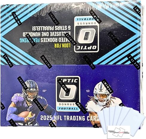 صندوق البيع بالتجزئة لكرة القدم Donruss Optic لعام 2025 مع 80 بطاقة تداول + 6 أدوات تحميل علوية ومغناطيس StreetCards! ابحث عن وسط المدينة! in Kuwait