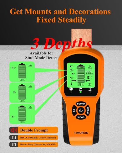 Stud Finder Wall Scanner, Upgraded 6 in 1 Wall Stud Finder Scanner Tool for Detecting Drywall Stud Center Wood Metal AC Wires For Hanging Frame/Mirror/TV Mount, Tangerine in Saudi Arabia