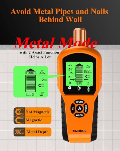Stud Finder Wall Scanner, Upgraded 6 in 1 Wall Stud Finder Scanner Tool for Detecting Drywall Stud Center Wood Metal AC Wires For Hanging Frame/Mirror/TV Mount, Tangerine in Saudi Arabia