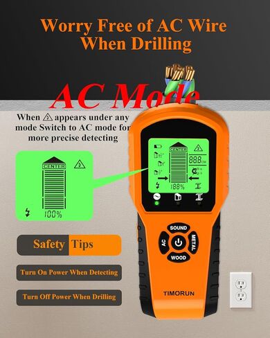 Stud Finder Wall Scanner, Upgraded 6 in 1 Wall Stud Finder Scanner Tool for Detecting Drywall Stud Center Wood Metal AC Wires For Hanging Frame/Mirror/TV Mount, Tangerine in Saudi Arabia