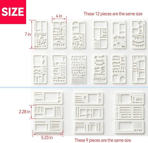 21Pcs Planner Stencils Set for Journaling, Reusable Plastic Templates for Bullet Journals, Scrapbooking & DIY Crafts - Habit Trackers, Calendar & More in Saudi Arabia
