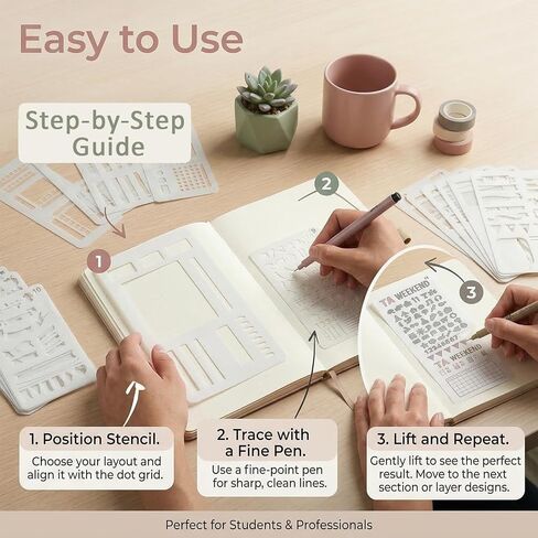 21Pcs Planner Stencils Set for Journaling, Reusable Plastic Templates for Bullet Journals, Scrapbooking & DIY Crafts - Habit Trackers, Calendar & More in Saudi Arabia