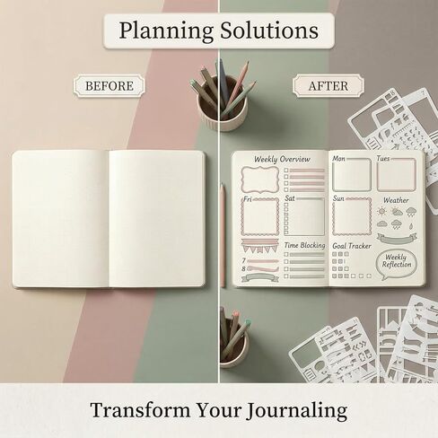 21Pcs Planner Stencils Set for Journaling, Reusable Plastic Templates for Bullet Journals, Scrapbooking & DIY Crafts - Habit Trackers, Calendar & More in Saudi Arabia