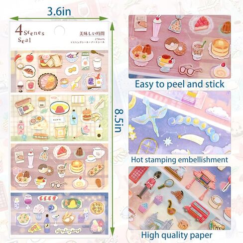 Beautiful Japanese Aesthetic Washi Stickers Set with Gold Foil 12 Sheets 6 Scenes and 6 Mini Stickers for Travel Food Ocean Seasonal and City Themes Perfect for Journals Scrapbooks and Planners in Kuwait
