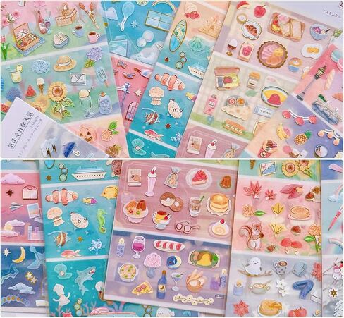 Beautiful Japanese Aesthetic Washi Stickers Set with Gold Foil 12 Sheets 6 Scenes and 6 Mini Stickers for Travel Food Ocean Seasonal and City Themes Perfect for Journals Scrapbooks and Planners in Kuwait