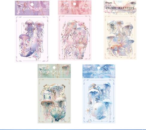 100 Piece Jellyfish Scrapbooking Stickers, Holographic & Vintage Design Adhesive Stickers for Album Crafts, Calendar Planner, DIY Art in Kuwait