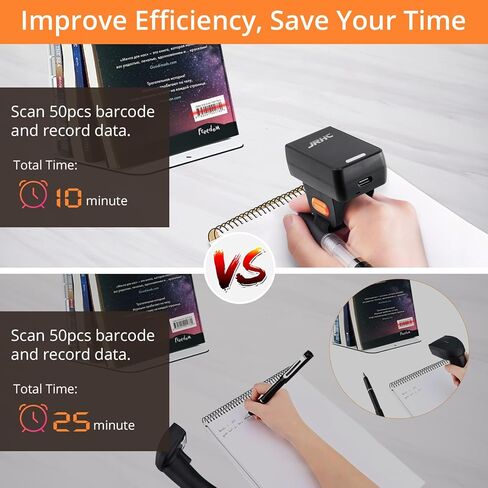 1D 2D Finger Barcode Scanner, Mini Wearable Ring 2.4G Wireless & USB Wired & Bluetooth Scanner, Portable Image QR Bar Code Reader PDF417 Data Matrix Screen Scan Compatible with iPad, Phone, PC in Saudi Arabia