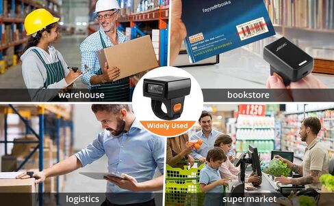 1D 2D Finger Barcode Scanner, Mini Wearable Ring 2.4G Wireless & USB Wired & Bluetooth Scanner, Portable Image QR Bar Code Reader PDF417 Data Matrix Screen Scan Compatible with iPad, Phone, PC in Saudi Arabia