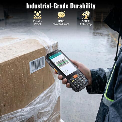 Android 13 Barcode Scanner PDA: HS7 Scan Engine 4" Touchscreen 21-Key Keypad IP66 Rugged 5100mAh Battery with QC 3.0 Fast Charging for Warehouse Logistics P300 in Saudi Arabia