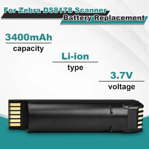 لاستبدال بطارية الماسح الضوئي Zebra DS8178: للرمز DS8178 DS8100 DS8170 DS6878-SR 82-176890-01 بطارية ماسح الباركود المحمولة ليثيوم أيون 3400 مللي أمبير في الساعة in Kuwait