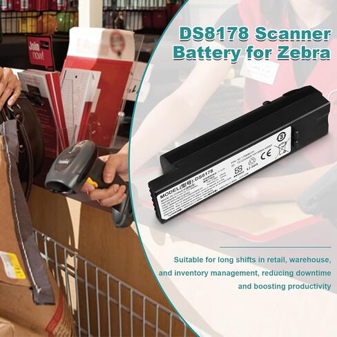 لاستبدال بطارية الماسح الضوئي Zebra DS8178: للرمز DS8178 DS8100 DS8170 DS6878-SR 82-176890-01 بطارية ماسح الباركود المحمولة ليثيوم أيون 3400 مللي أمبير في الساعة in Kuwait
