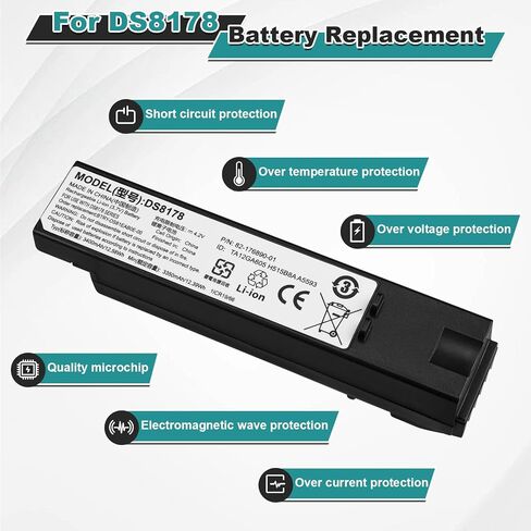لاستبدال بطارية الماسح الضوئي Zebra DS8178: للرمز DS8178 DS8100 DS8170 DS6878-SR 82-176890-01 بطارية ماسح الباركود المحمولة ليثيوم أيون 3400 مللي أمبير في الساعة in Kuwait